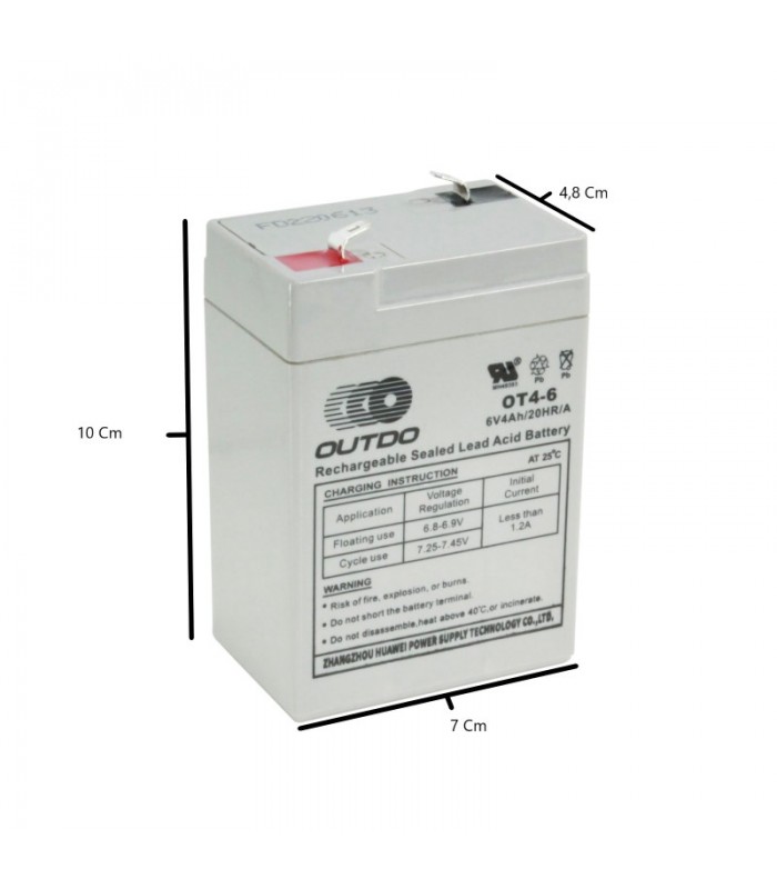 Batería 6 volt 4ah Recargable