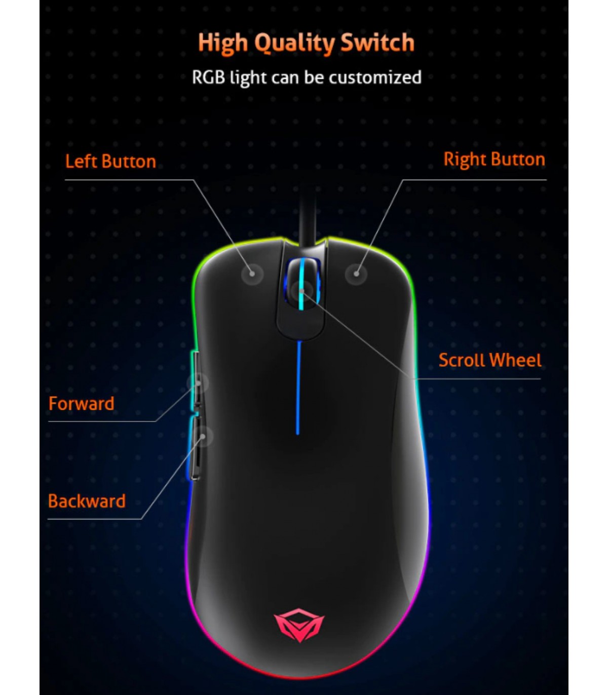 MouseRGB Gamer con retroiluminación led RGB 6400 DPI