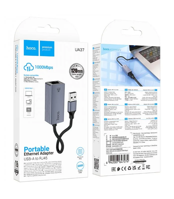 Adaptador USB-A a RJ45 Ethernet